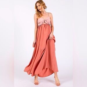 White Reef Color Block Sleeveless Midi Dress